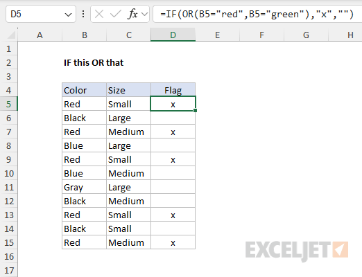 Using the OR function to flag specific rows