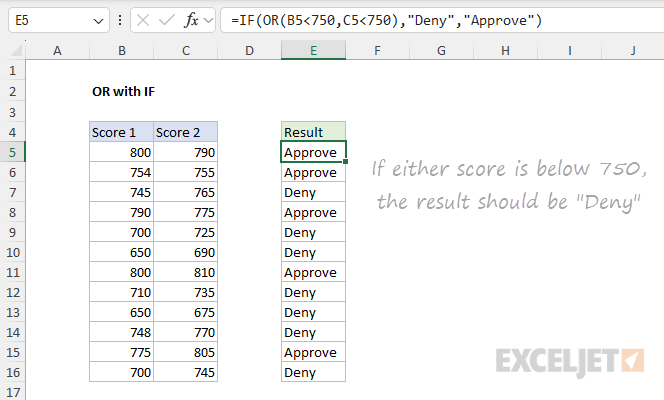 Using the OR function with the IF function