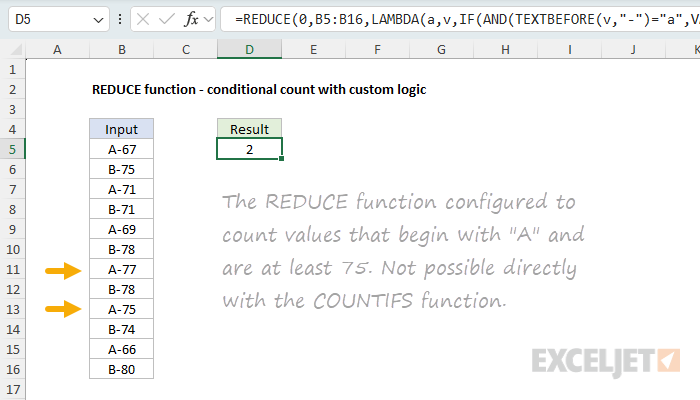 REDUCE for a conditional count