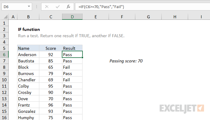 How To Use The Excel If Function Exceljet 8007