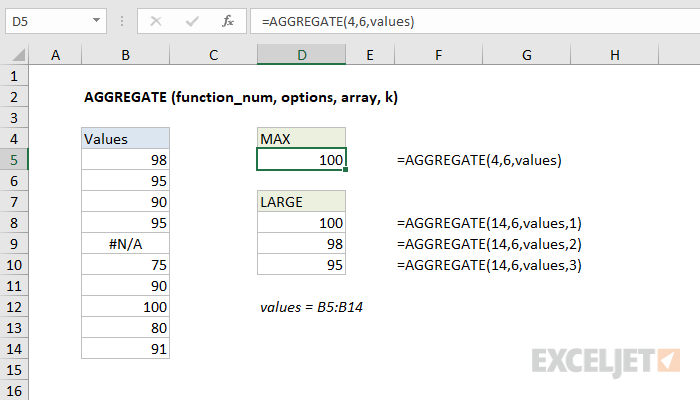 Excel AGGREGATE function