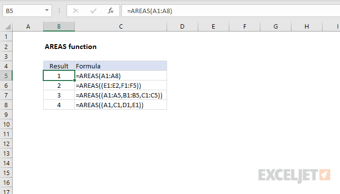 Excel AREAS function