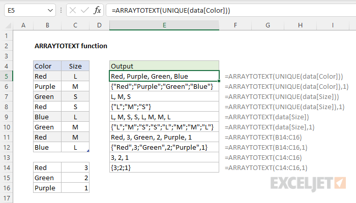 Excel ARRAYTOTEXT function