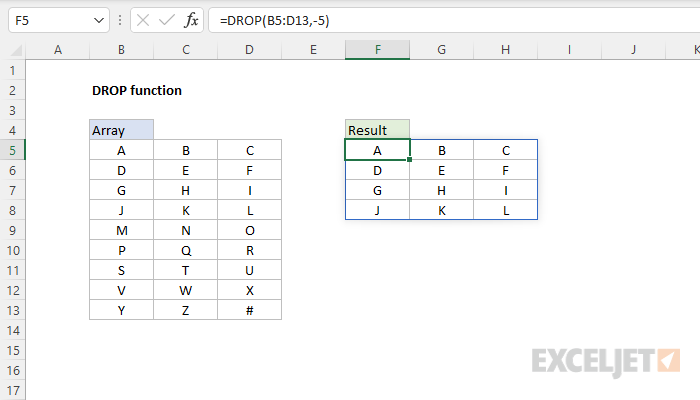 Excel DROP function