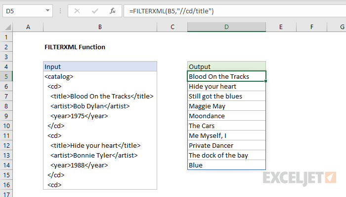 Excel FILTERXML function