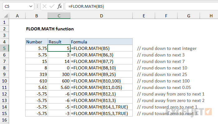 Excel Floor Math Function Exceljet