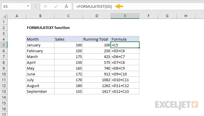 Excel FORMULATEXT function