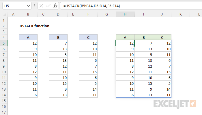 Excel HSTACK function