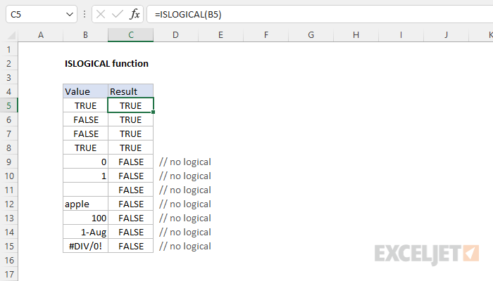 Excel ISLOGICAL function