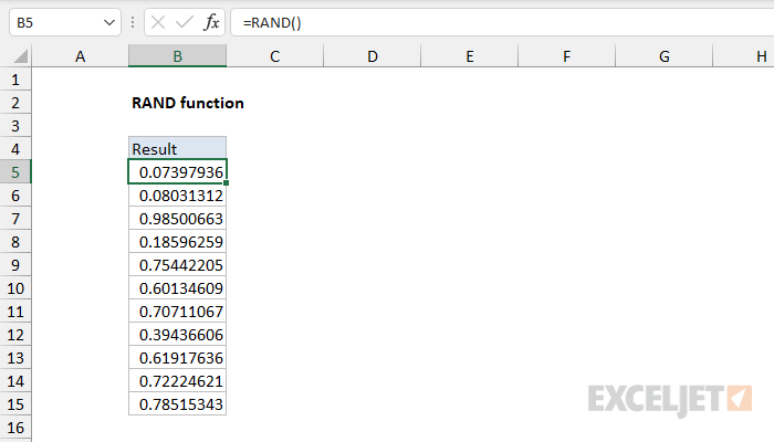 Excel RAND function