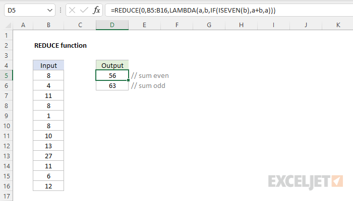 Excel REDUCE function