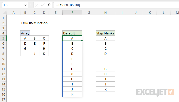 Excel TOCOL function