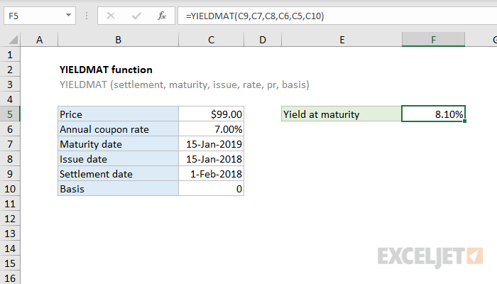 Excel YIELDMAT function