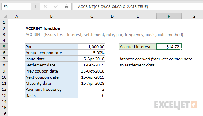 Excel ACCRINT function