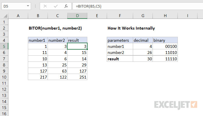 Excel BITOR function