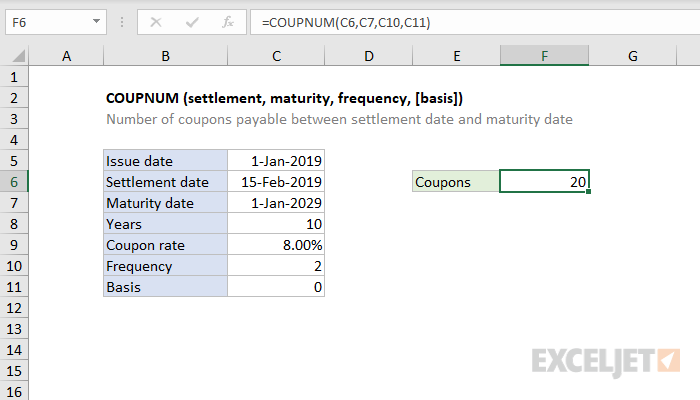 Excel COUPNUM function