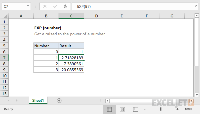 Excel EXP function