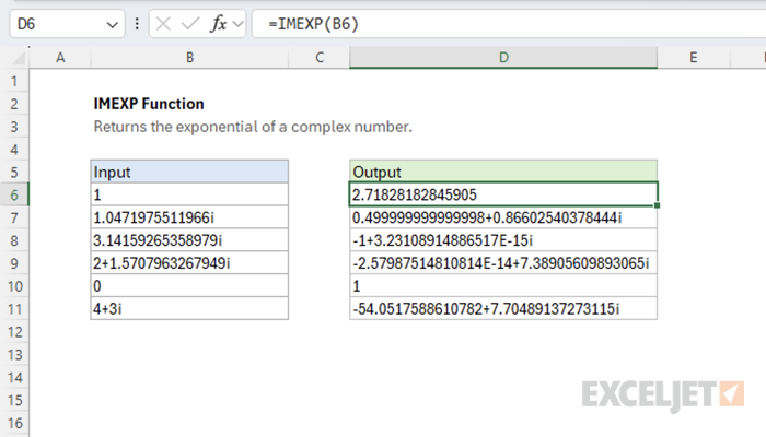 Excel IMEXP function