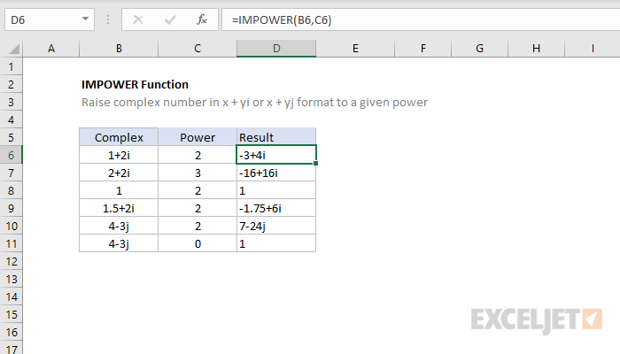 Excel IMPOWER function