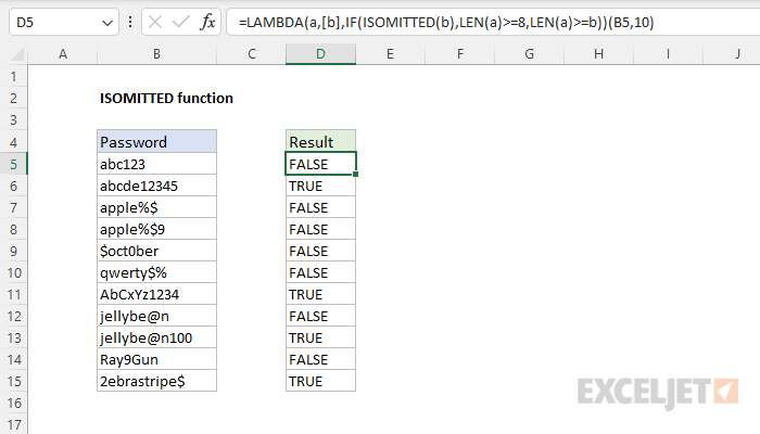 Excel ISOMITTED Function Exceljet