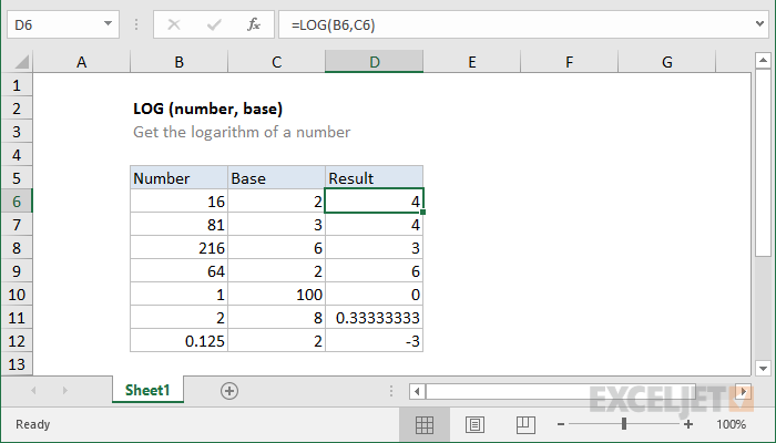 Excel LOG function