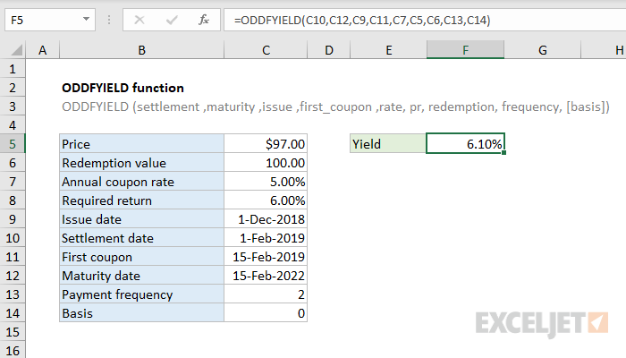 Excel ODDFYIELD function