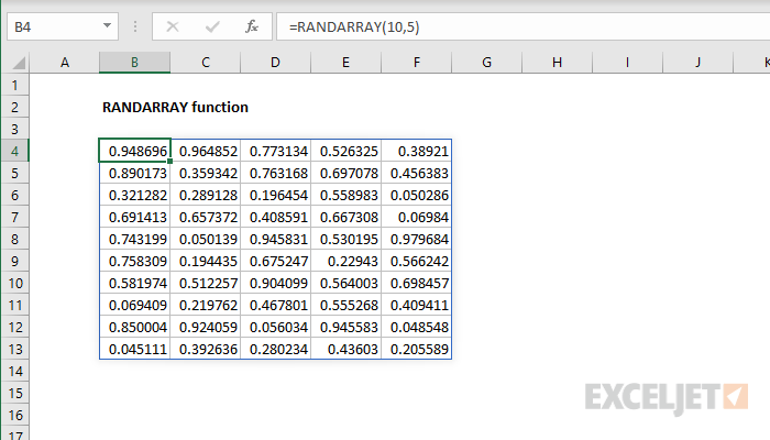 Excel RANDARRAY function