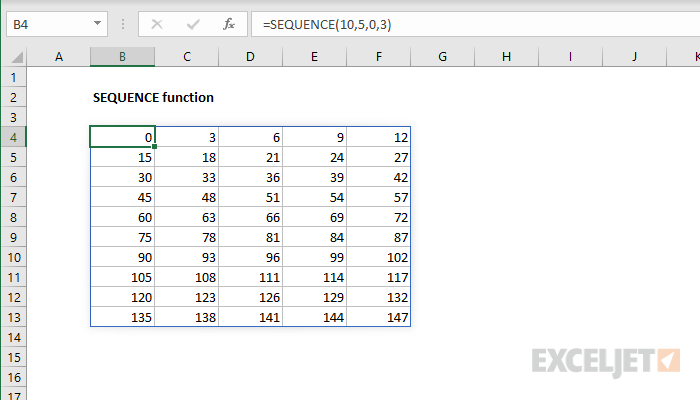 Excel SEQUENCE function