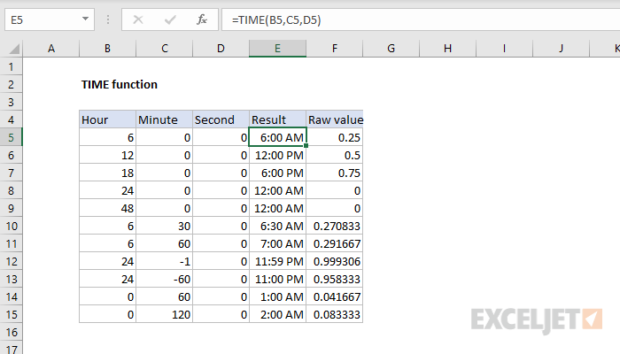 Excel Time Function Exceljet 9167