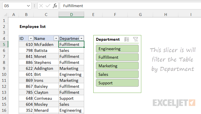 Excel Slicer