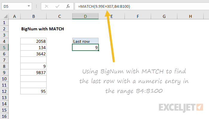 Example of bignum used in an Excel formula