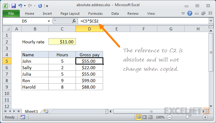 Example of Absolute Reference in Excel