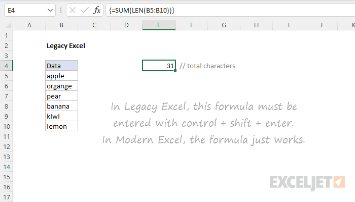 Legacy Excel does not include dynamic array formulas and functions