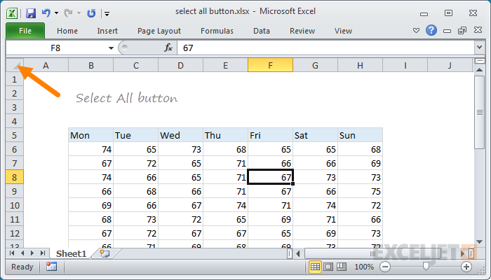 Excel Select All button | Exceljet