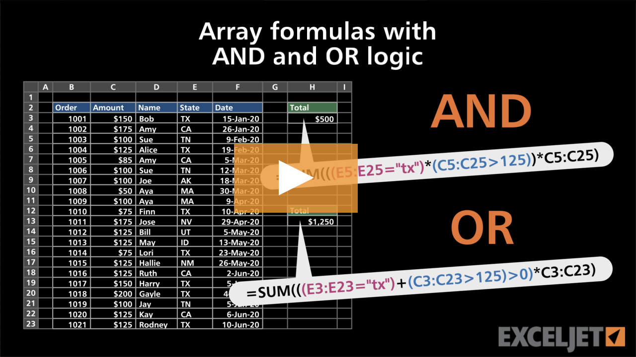 Video thumbnail for Array formulas with AND and OR logic