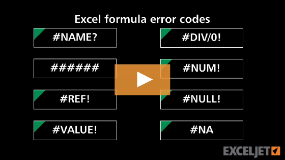 Excel formula error codes