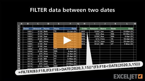FILTER data between two dates