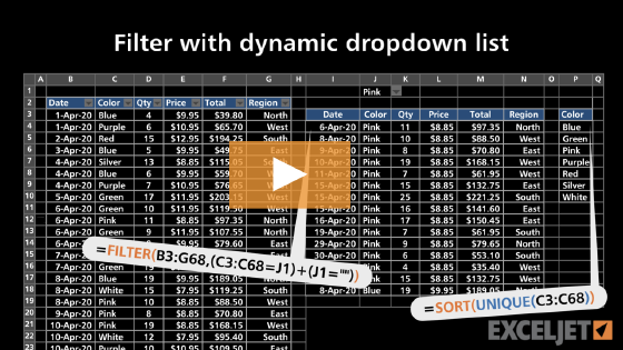 Filter with dynamic dropdown list