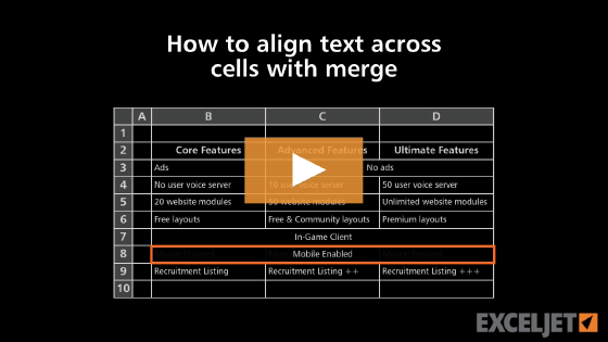 How to align text across cells with merge in Excel