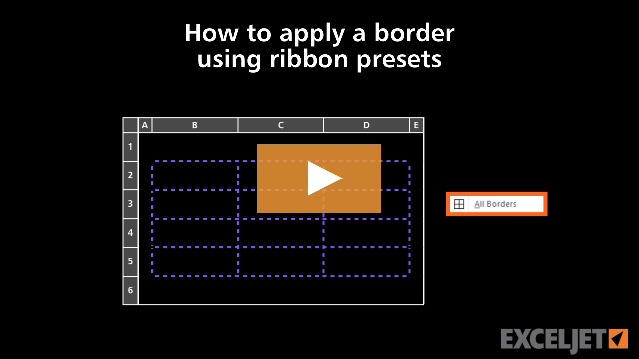 How to apply a border using ribbon presets in Excel (video) | Exceljet