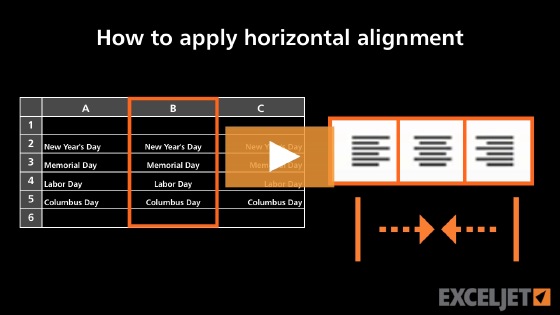 How to apply horizontal alignment in Excel