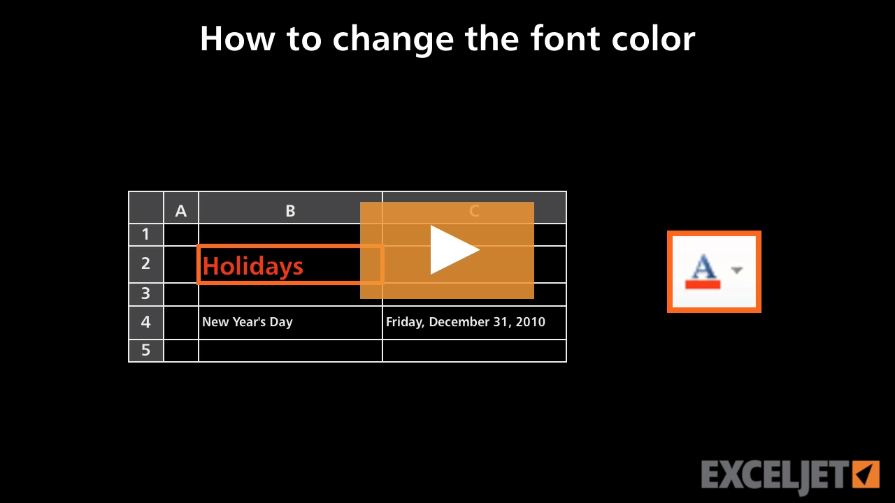 How to change the font color in Excel (video) | Exceljet