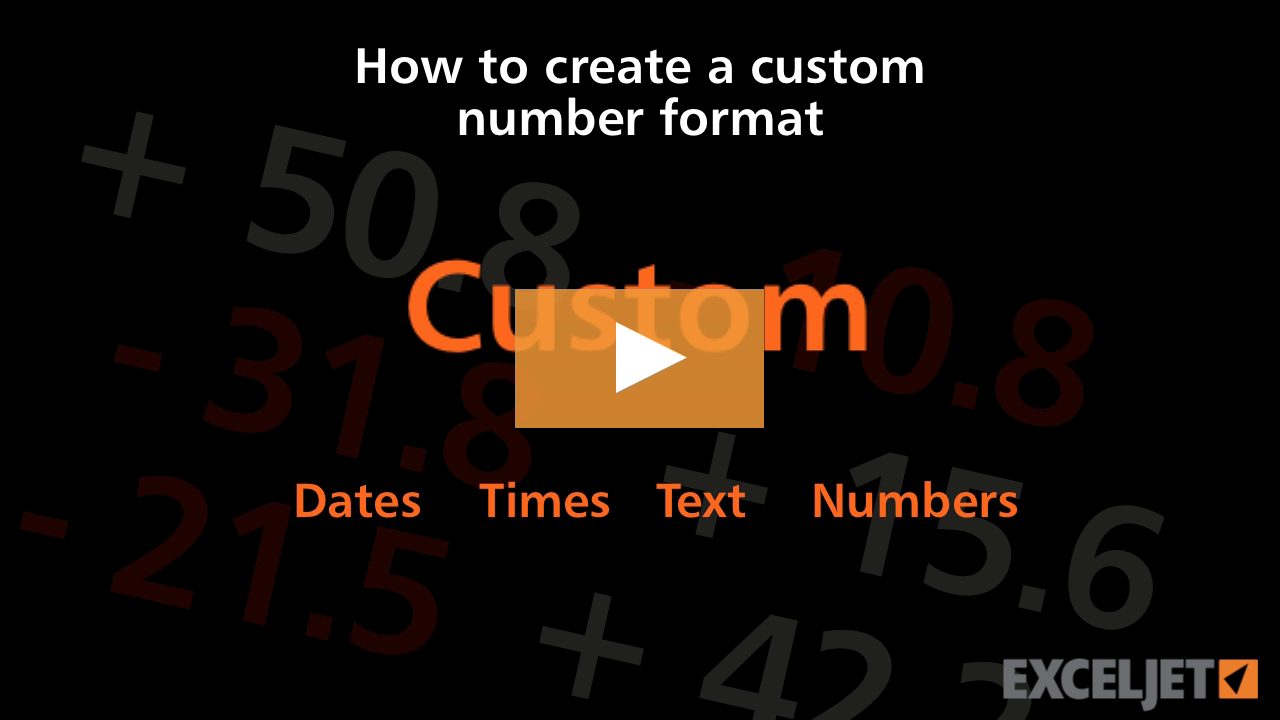 How to create a custom number format in Excel (video) | Exceljet