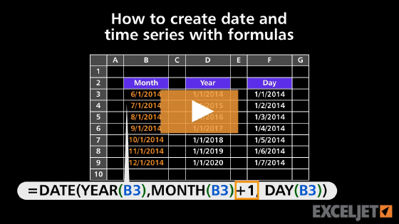 How to create date and time series with formulas