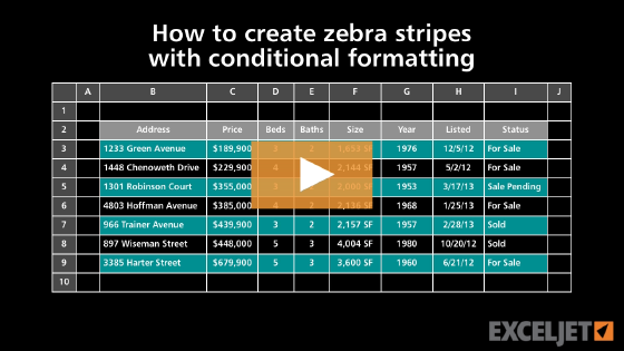How to create zebra stripes with conditional formatting