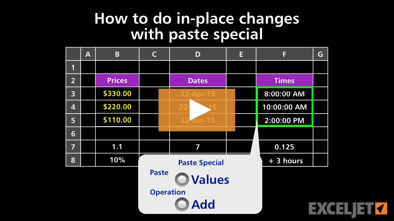 Video thumbnail for How to do in-place changes with paste special