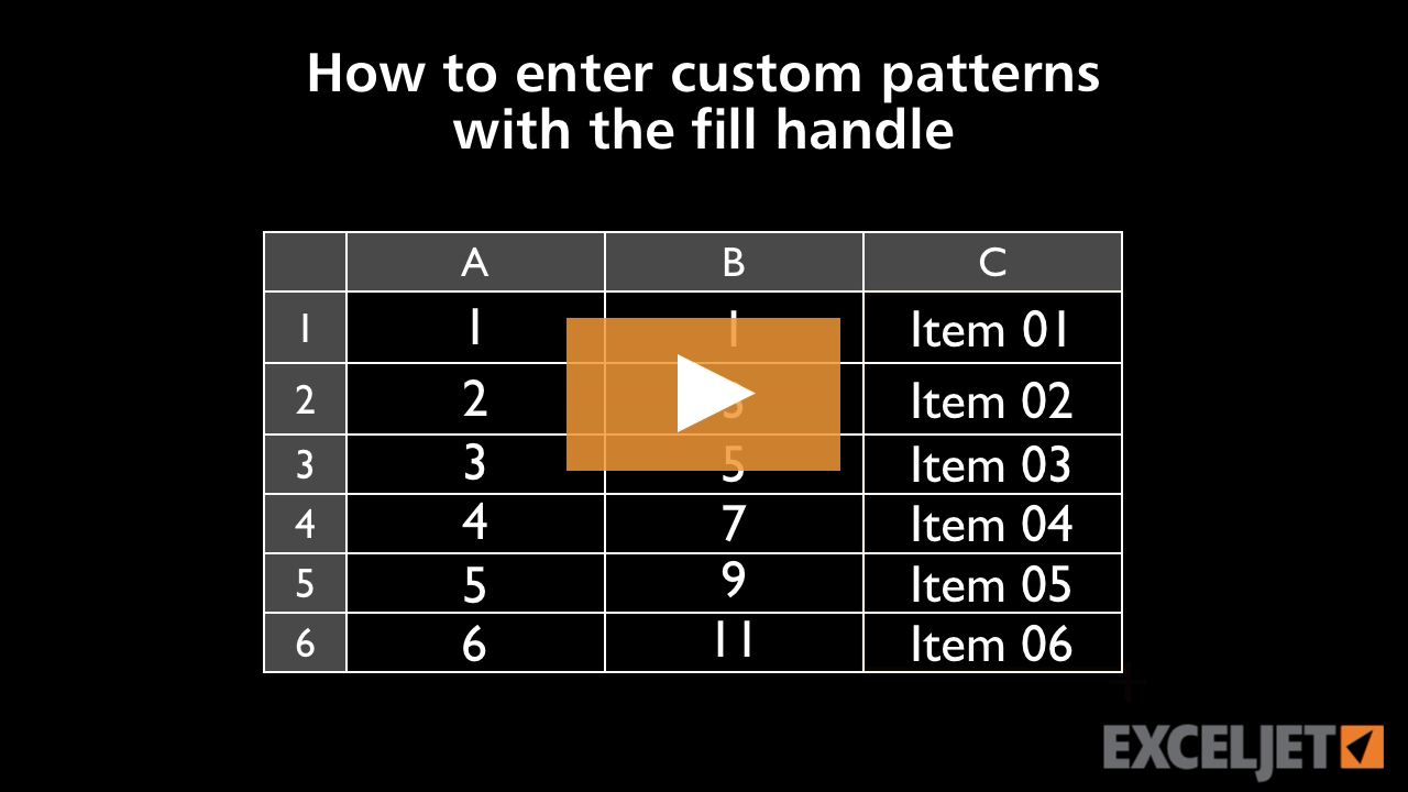 Video thumbnail for How to enter custom patterns with the fill handle in Excel