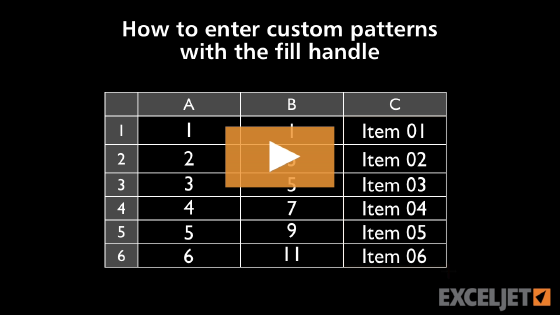 How to enter custom patterns with the fill handle in Excel