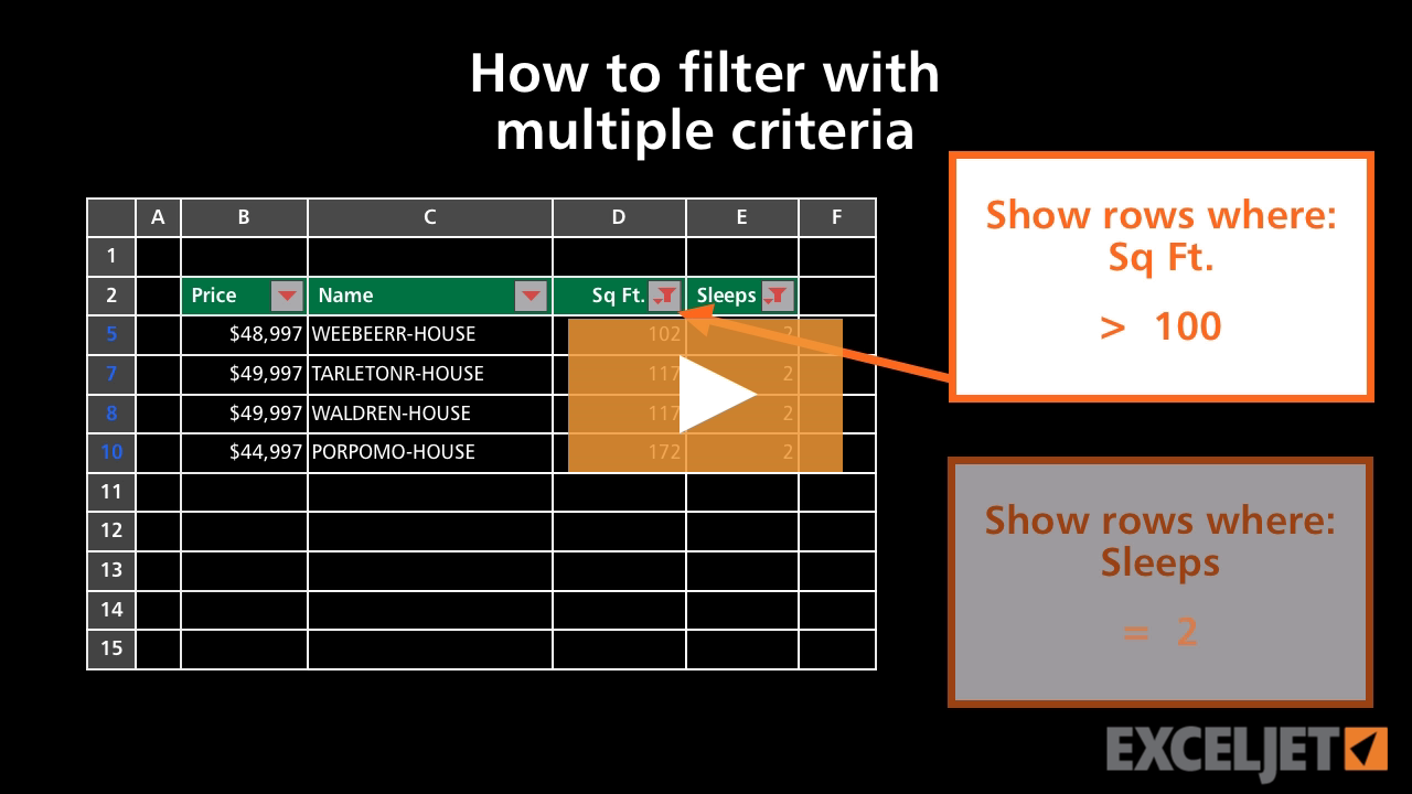 How to filter with multiple criteria (video) | Exceljet