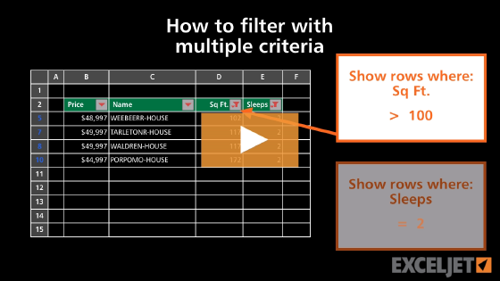 How to filter with multiple criteria